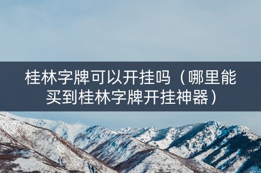 桂林字牌可以开挂吗（哪里能买到桂林字牌开挂神器）