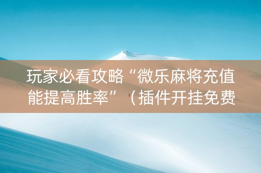 玩家必看攻略“微乐麻将充值能提高胜率”（插件开挂免费AI)