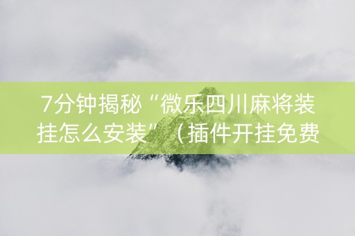 7分钟揭秘“微乐四川麻将装挂怎么安装”（插件开挂免费AI)