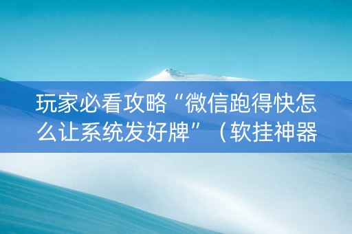 玩家必看攻略“微信跑得快怎么让系统发好牌”（软挂神器)