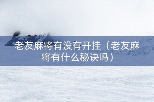 老友麻将有没有开挂（老友麻将有什么秘诀吗）