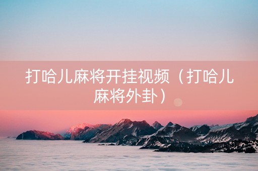 打哈儿麻将开挂视频（打哈儿麻将外卦）