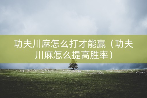 功夫川麻怎么打才能赢（功夫川麻怎么提高胜率）