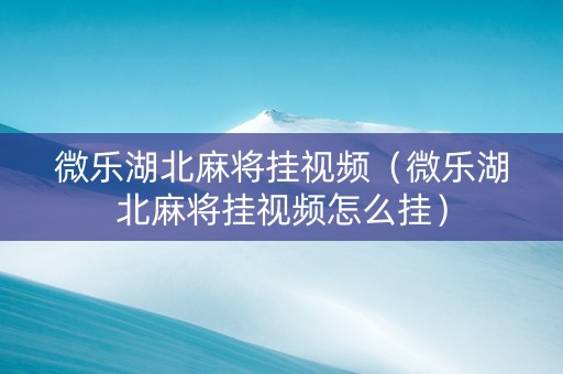 微乐湖北麻将挂视频（微乐湖北麻将挂视频怎么挂）