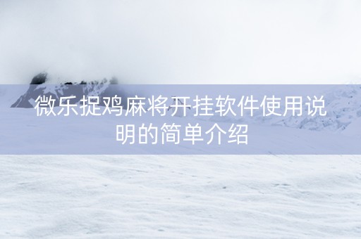 微乐捉鸡麻将开挂软件使用说明的简单介绍