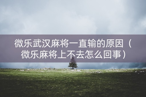 微乐武汉麻将一直输的原因（微乐麻将上不去怎么回事）