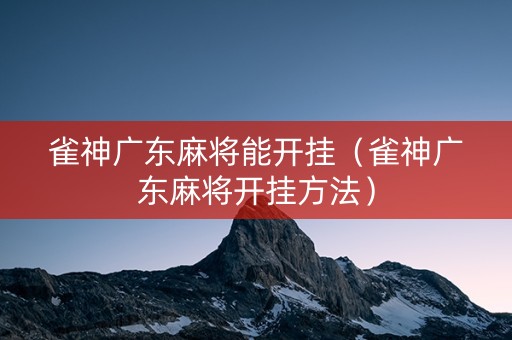雀神广东麻将能开挂（雀神广东麻将开挂方法）