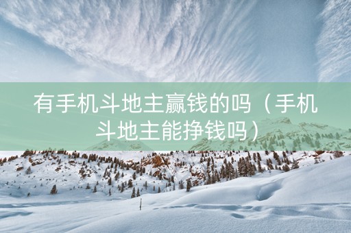 有手机斗地主赢钱的吗（手机斗地主能挣钱吗）