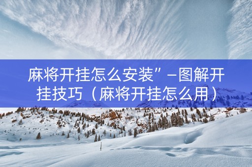 麻将开挂怎么安装”—图解开挂技巧（麻将开挂怎么用）