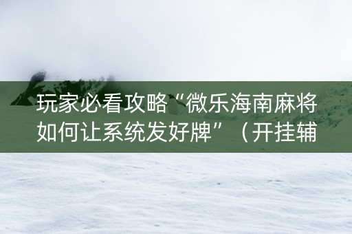 玩家必看攻略“微乐海南麻将如何让系统发好牌”（开挂辅助器插件)