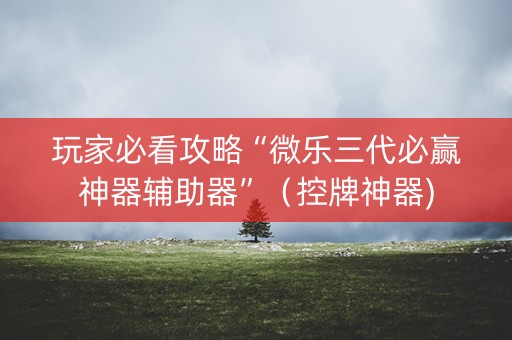 玩家必看攻略“微乐三代必赢神器辅助器”（控牌神器)