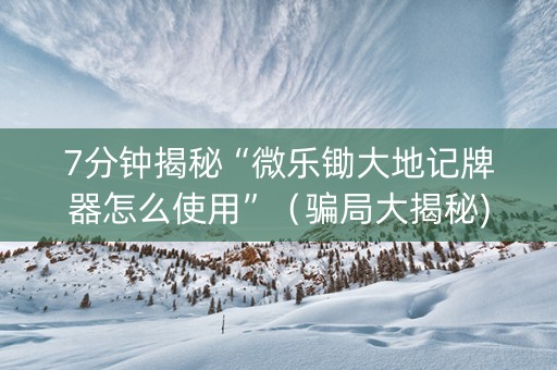 7分钟揭秘“微乐锄大地记牌器怎么使用”（骗局大揭秘)