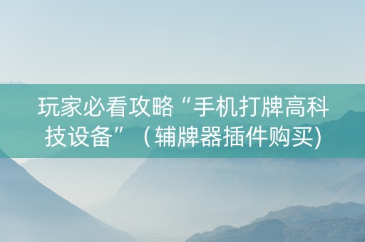 玩家必看攻略“手机打牌高科技设备”（辅牌器插件购买)