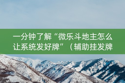 一分钟了解“微乐斗地主怎么让系统发好牌”（辅助挂发牌规律)