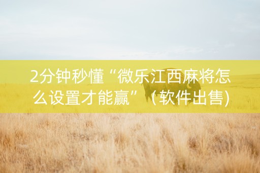 2分钟秒懂“微乐江西麻将怎么设置才能赢”（软件出售)
