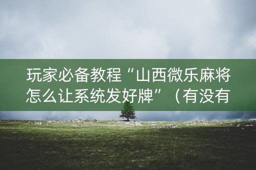 玩家必备教程“山西微乐麻将怎么让系统发好牌”（有没有猫腻)