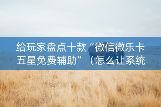 给玩家盘点十款“微信微乐卡五星免费辅助”（怎么让系统给自己好牌)