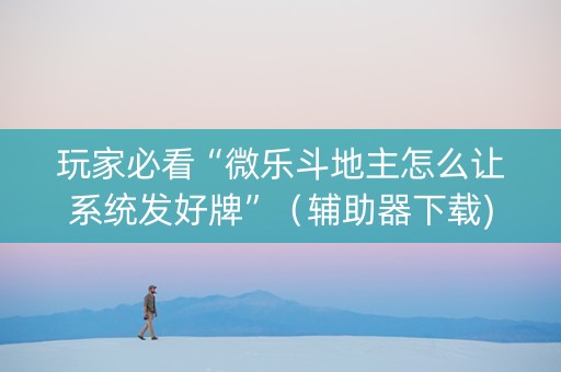 玩家必看“微乐斗地主怎么让系统发好牌”（辅助器下载)