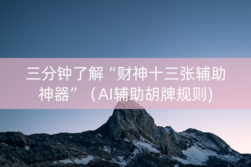 三分钟了解“财神十三张辅助神器”（AI辅助胡牌规则)