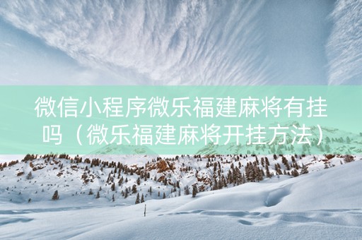 微信小程序微乐福建麻将有挂吗（微乐福建麻将开挂方法）