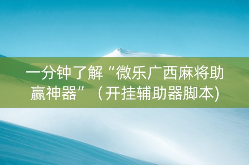 一分钟了解“微乐广西麻将助赢神器”（开挂辅助器脚本)