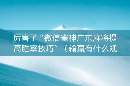 厉害了“微信雀神广东麻将提高胜率技巧”（输赢有什么规律)