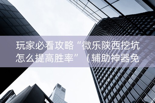 玩家必看攻略“微乐陕西挖坑怎么提高胜率”（辅助神器免费)