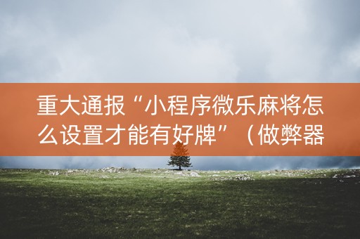 重大通报“小程序微乐麻将怎么设置才能有好牌”（做弊器软件下载)
