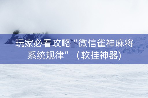 玩家必看攻略“微信雀神麻将系统规律”（软挂神器)