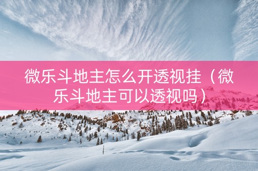 微乐斗地主怎么开透视挂（微乐斗地主可以透视吗）
