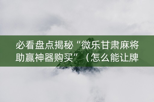 必看盘点揭秘“微乐甘肃麻将助赢神器购买”（怎么能让牌好一点)