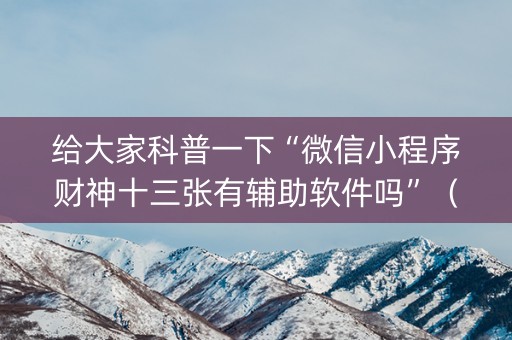 给大家科普一下“微信小程序财神十三张有辅助软件吗”（助赢神器)
