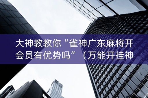 大神教教你“雀神广东麻将开会员有优势吗”（万能开挂神器)