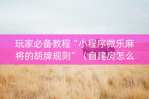 玩家必备教程“小程序微乐麻将的胡牌规则”（自建房怎么拿好牌)