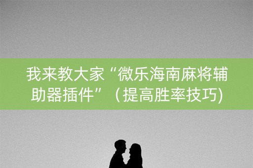 我来教大家“微乐海南麻将辅助器插件”（提高胜率技巧)