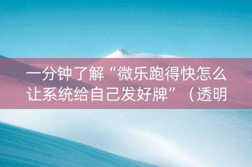 一分钟了解“微乐跑得快怎么让系统给自己发好牌”（透明挂辅助器)