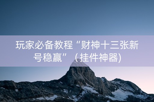 玩家必备教程“财神十三张新号稳赢”（挂件神器)
