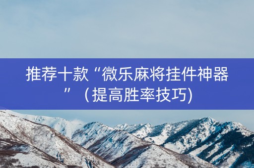 推荐十款“微乐麻将挂件神器”（提高胜率技巧)