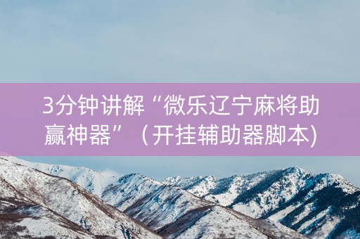 3分钟讲解“微乐辽宁麻将助赢神器”（开挂辅助器脚本)