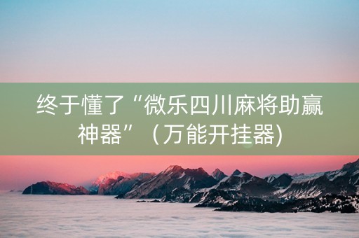 终于懂了“微乐四川麻将助赢神器”（万能开挂器)