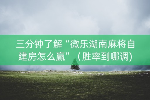 三分钟了解“微乐湖南麻将自建房怎么赢”（胜率到哪调)