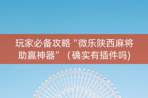 玩家必备攻略“微乐陕西麻将助赢神器”（确实有插件吗)