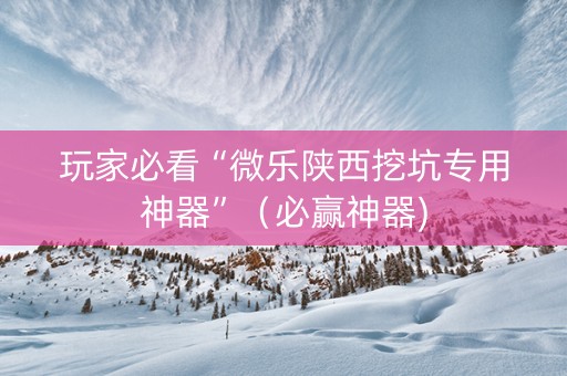 玩家必看“微乐陕西挖坑专用神器”（必赢神器)