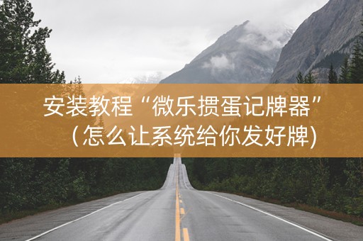 安装教程“微乐掼蛋记牌器”（怎么让系统给你发好牌)