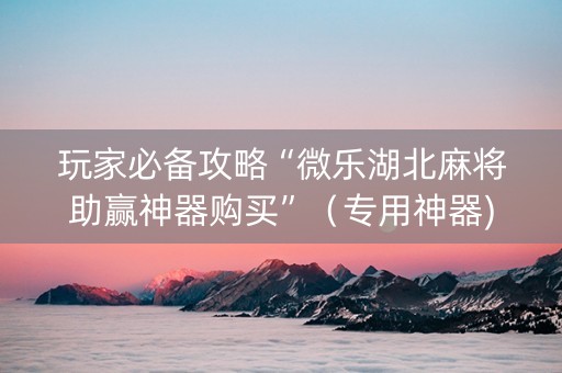 玩家必备攻略“微乐湖北麻将助赢神器购买”（专用神器)