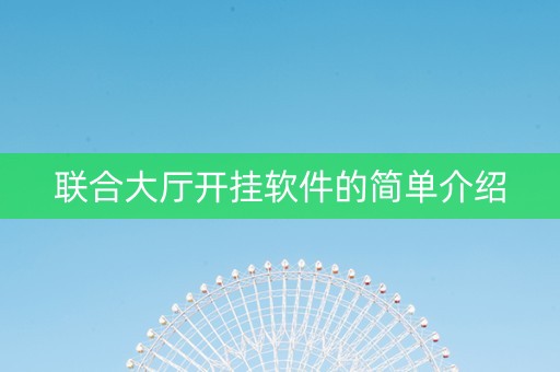 联合大厅开挂软件的简单介绍