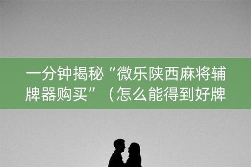一分钟揭秘“微乐陕西麻将辅牌器购买”（怎么能得到好牌)