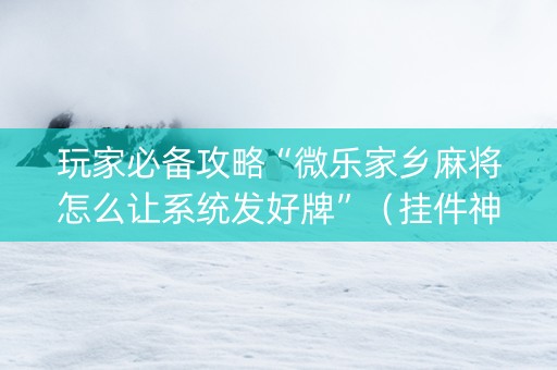 玩家必备攻略“微乐家乡麻将怎么让系统发好牌”（挂件神器)