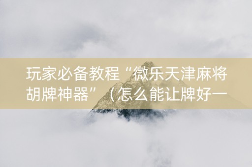 玩家必备教程“微乐天津麻将胡牌神器”（怎么能让牌好一点)