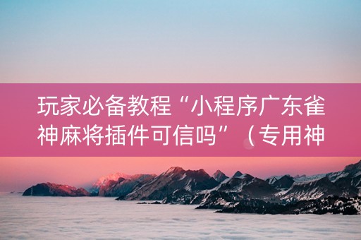 玩家必备教程“小程序广东雀神麻将插件可信吗”（专用神器下载)